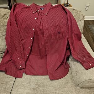 Chaps Men's Burgundy Checkered Button Down Shirt